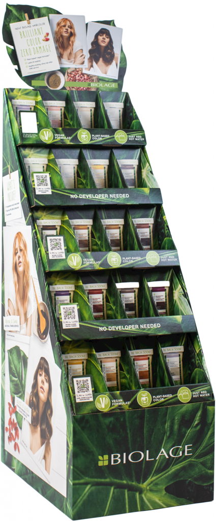 biolage stand up display in gree