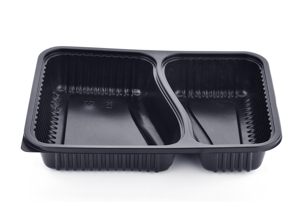 black plastic container on white background
